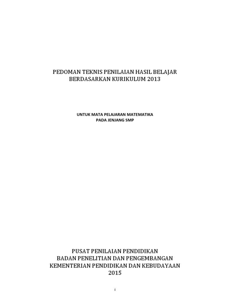 Buku Pedoman Penilaian Matematika SMP K13 1 pdf