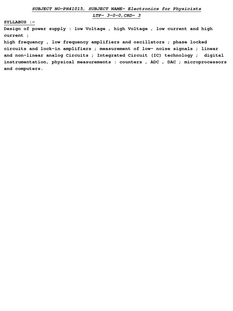 Electronics for Physics Students | PDF