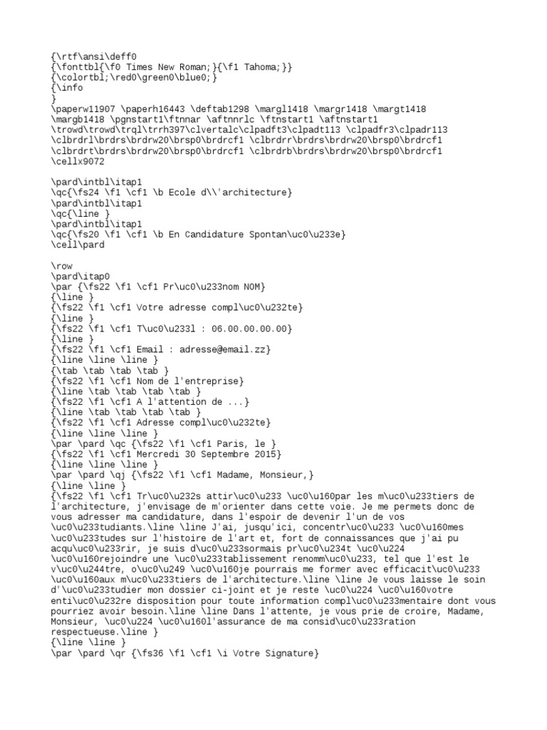 Lettre de motivation pour école d'architecture PDF — free download