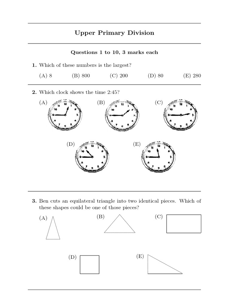 australian mathematics competition past papers upper primary