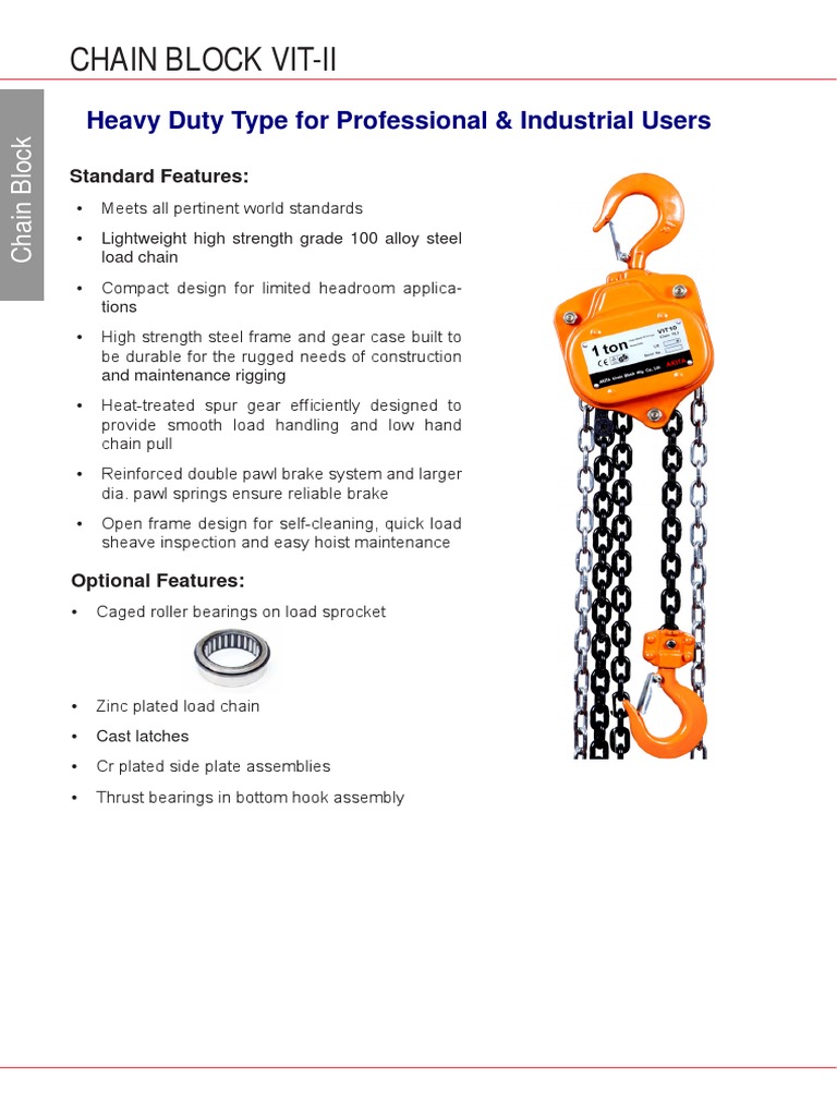 Chain Block Vit-Ii: Heavy Duty Type For Professional & Industrial Users ...