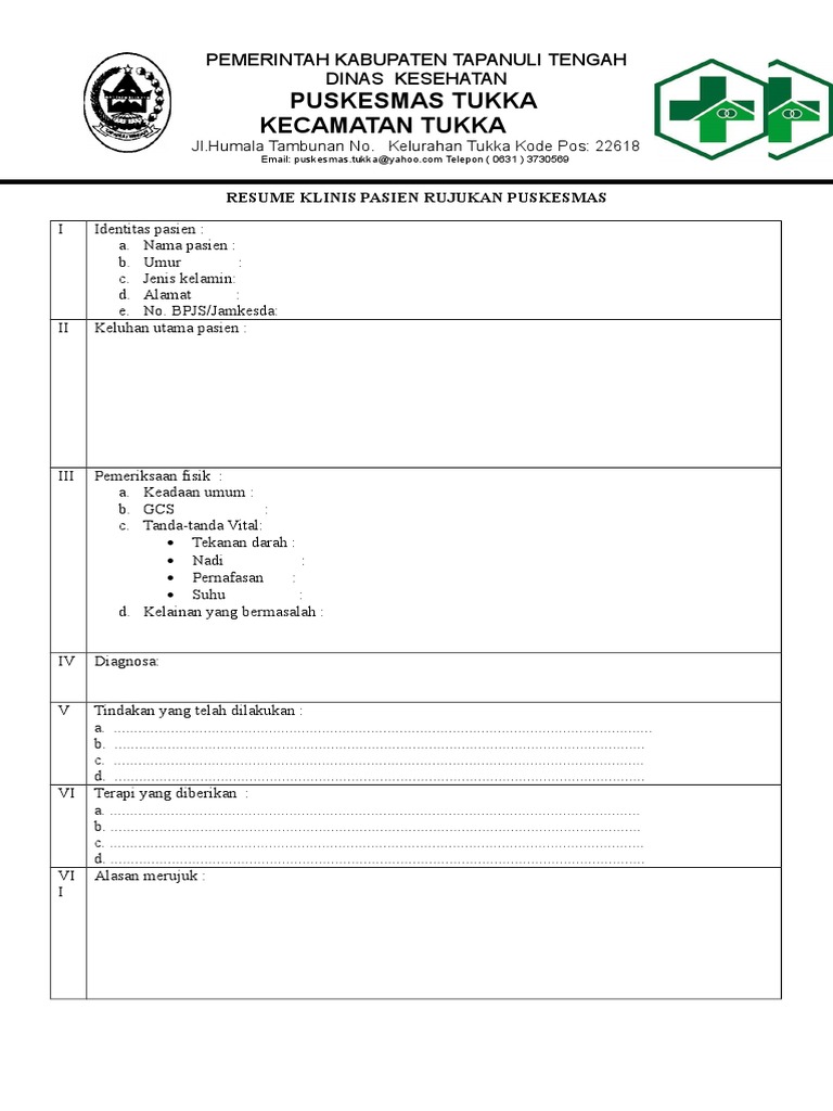 Format Resume Klinis Pasien Rujukan Puskesmas Docx
