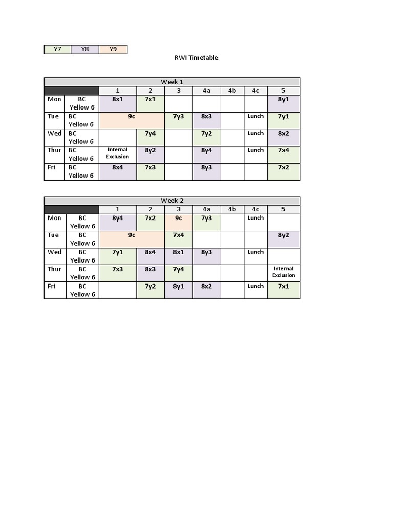 RWI Timetable 2018-2019 | PDF