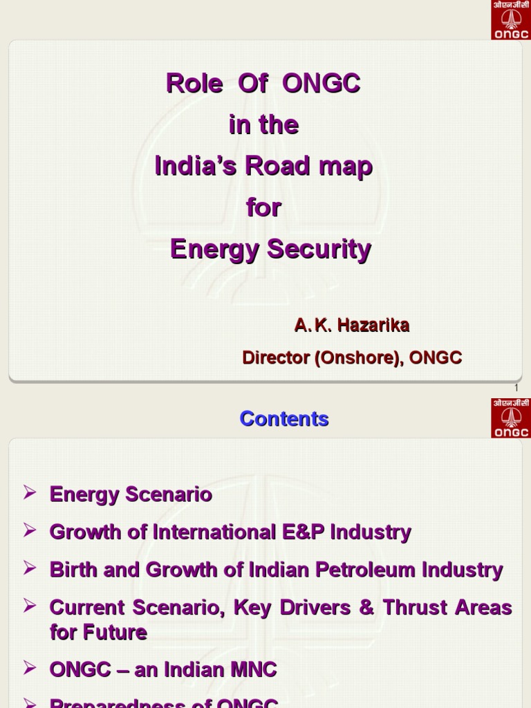 Role of Ongc in The India's Road Map For Energy Security | PDF ...