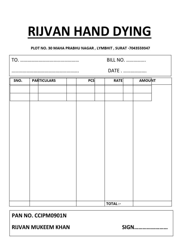 Bike Service Bill Format by Rijvan | PDF
