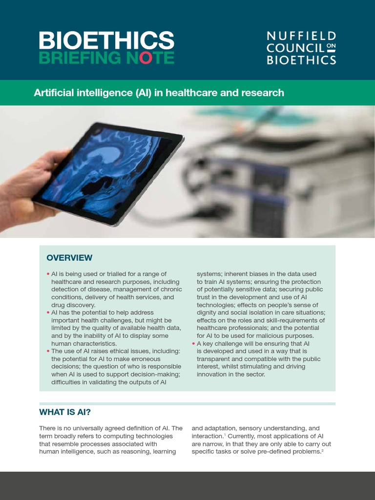 Artificial Intelligence AI in Healthcare and Research | PDF ...