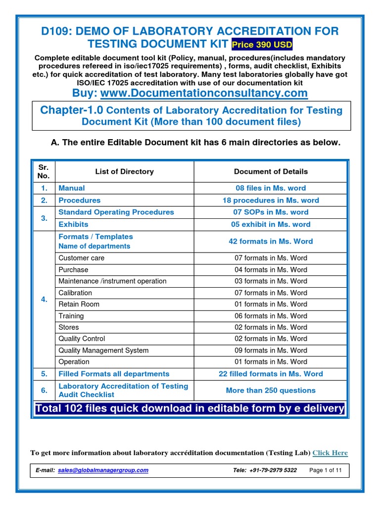 Iso 17025 Test Lab Manual Documents Verification And Validation Calibration