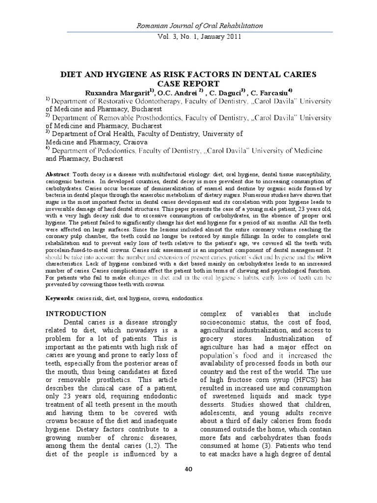 Diet and Hygiene Impact on Dental Caries | PDF | Human Tooth | Oral Hygiene