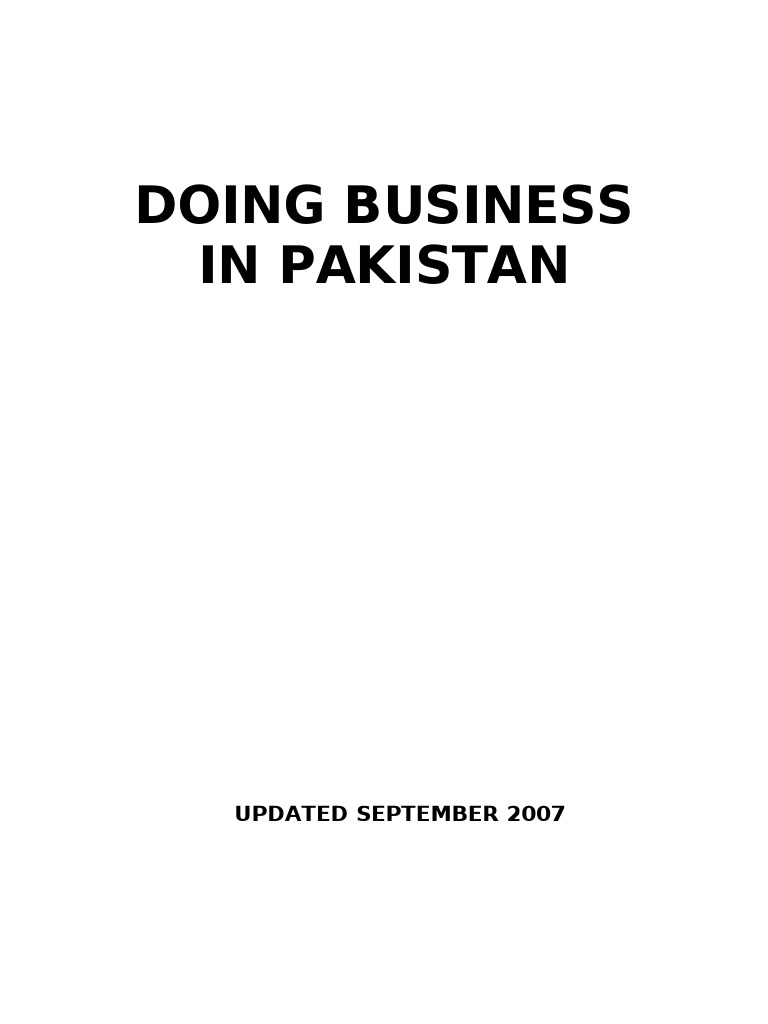 Doing Business in Pakistan | PDF