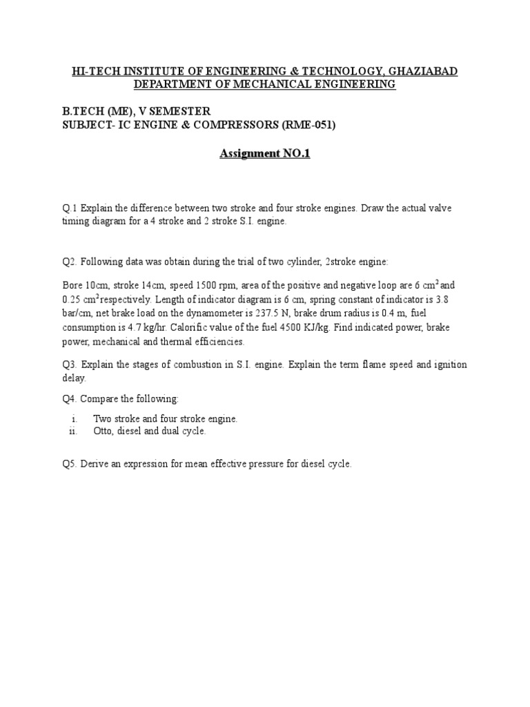 Ic Assignment | PDF | Diesel Engine | Engines