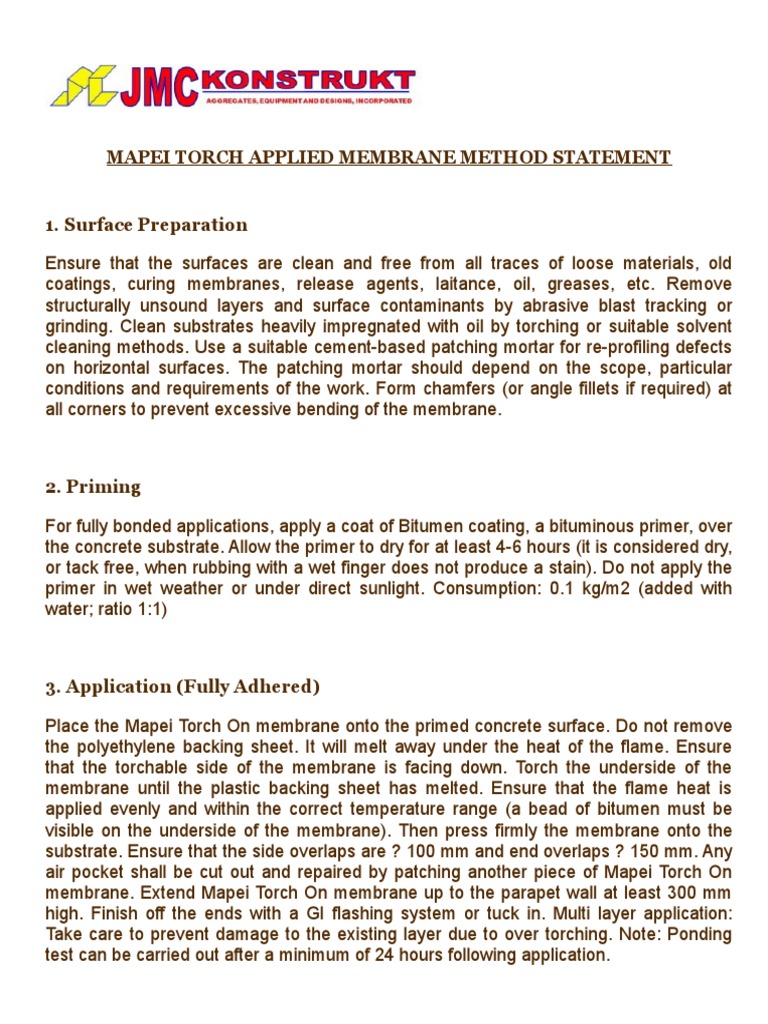 Mapei Torch Applied Waterproofing Guide | PDF | Asphalt | Industrial ...