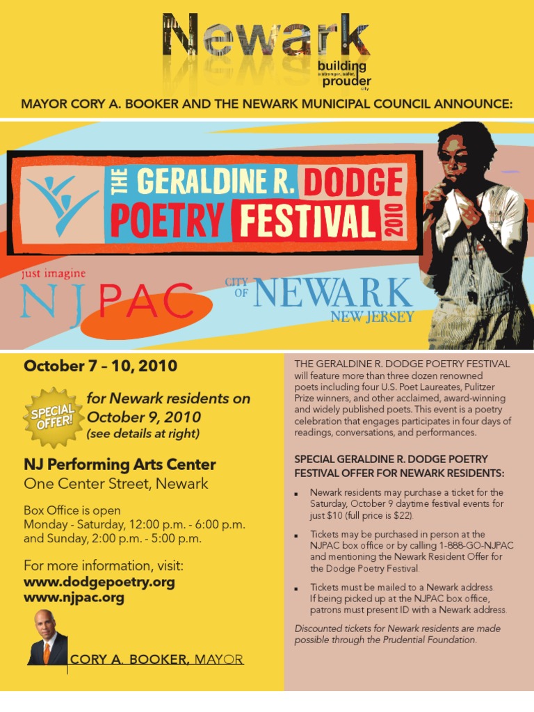 Dodge Poetry Fest Flyer PDF Newark New Jersey