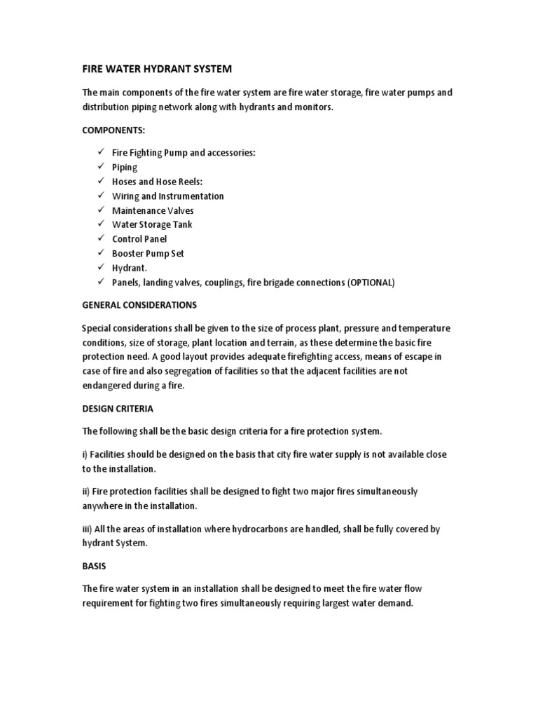 Fire Hydrant System Components | PDF | Water Supply Network | Pump