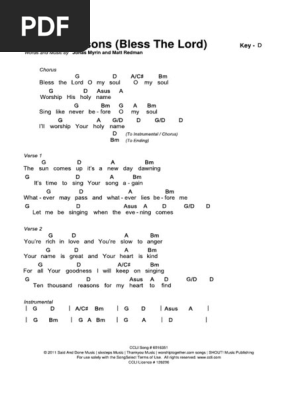 Chord Lagu Bless The Lord Chord Walls