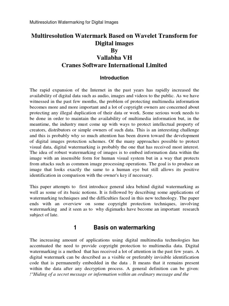 Digital Watermarking | PDF | Wavelet | Data Compression