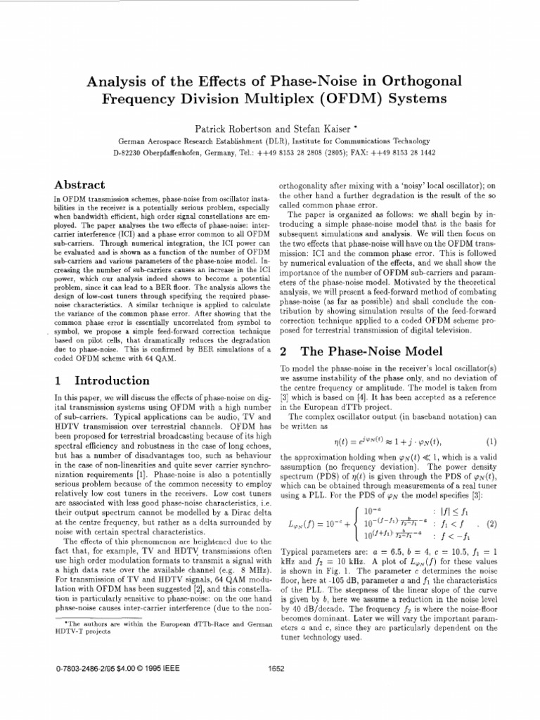 Analysis of The Effects of Phase-Noise in OFDM PDF | PDF | Orthogonal ...