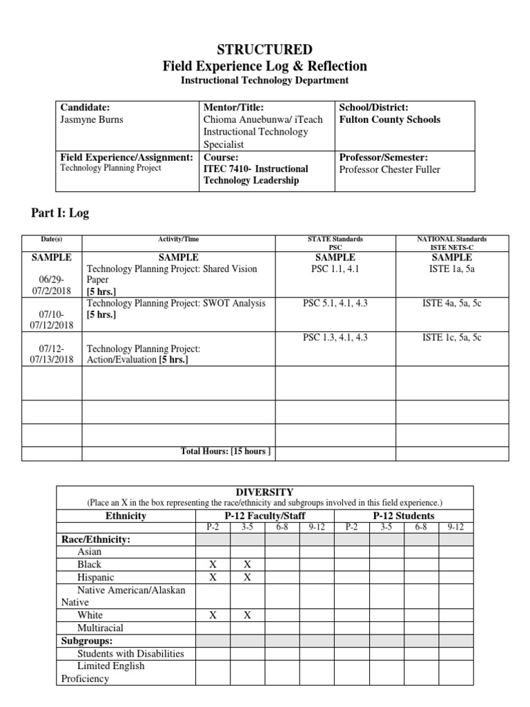 Itec7410structured Fe Log | PDF | Educational Psychology | Psychology