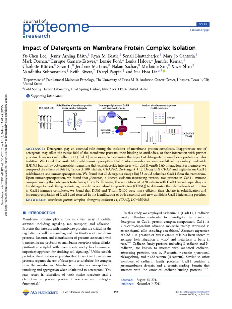 Impact of Detergents On Membrane Protein Complex Isolation: Supporting ...