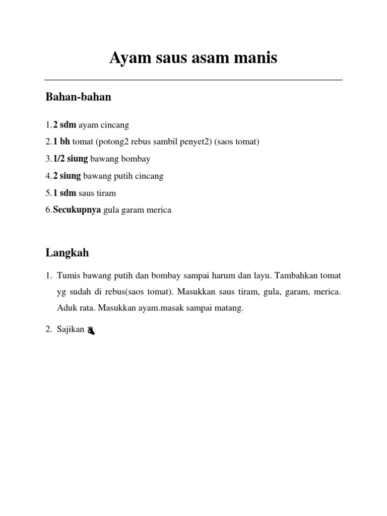 Ayam Goreng Tepung Saus Asam Manis Resepkokico