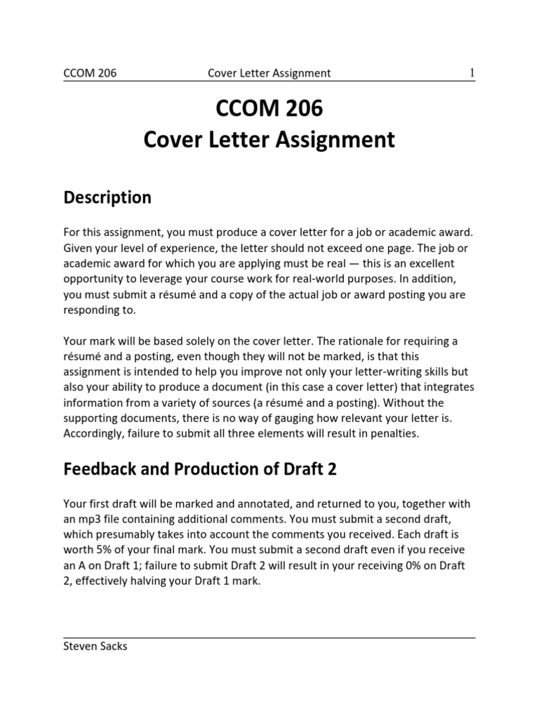 CCOM 206 Cover Letter Assignment R sum Computing