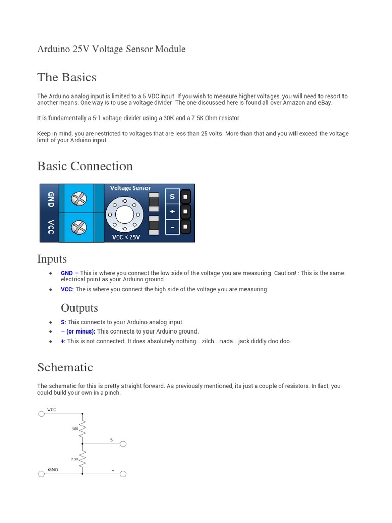 Arduino 25v Voltage Sensor Module PDF