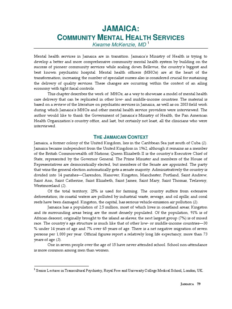 Jamaica Mental Health | PDF | Psychiatry | Mental Health