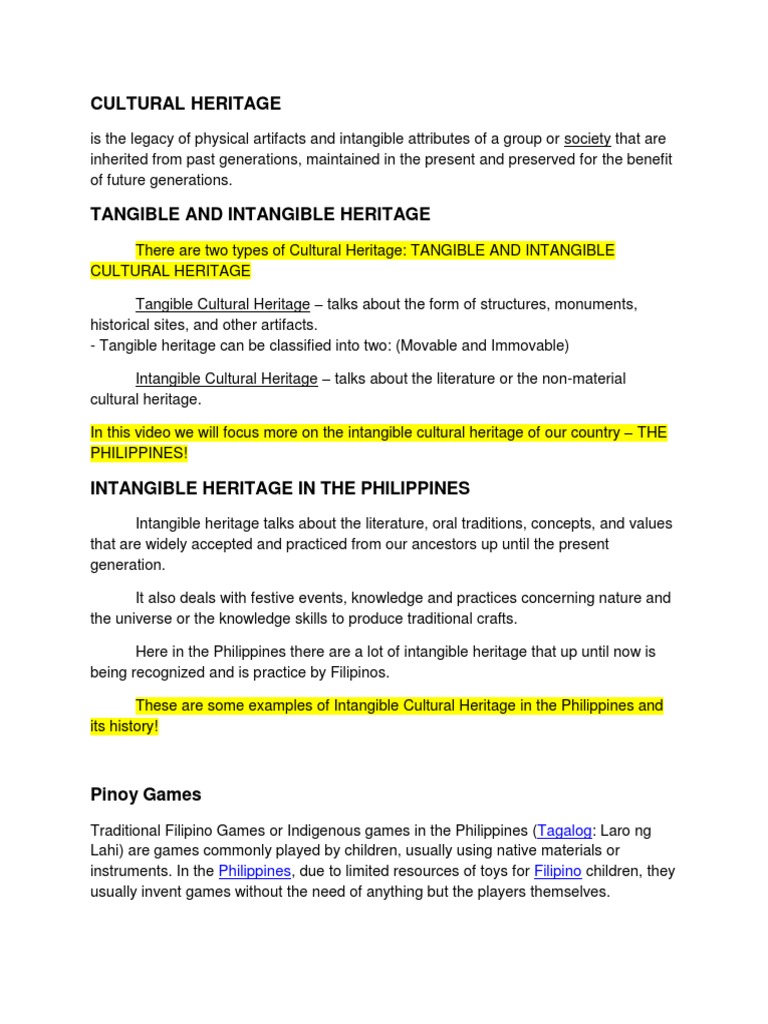 Intangible Cultural Heritage of the Philippines | PDF | Cultural Heritage