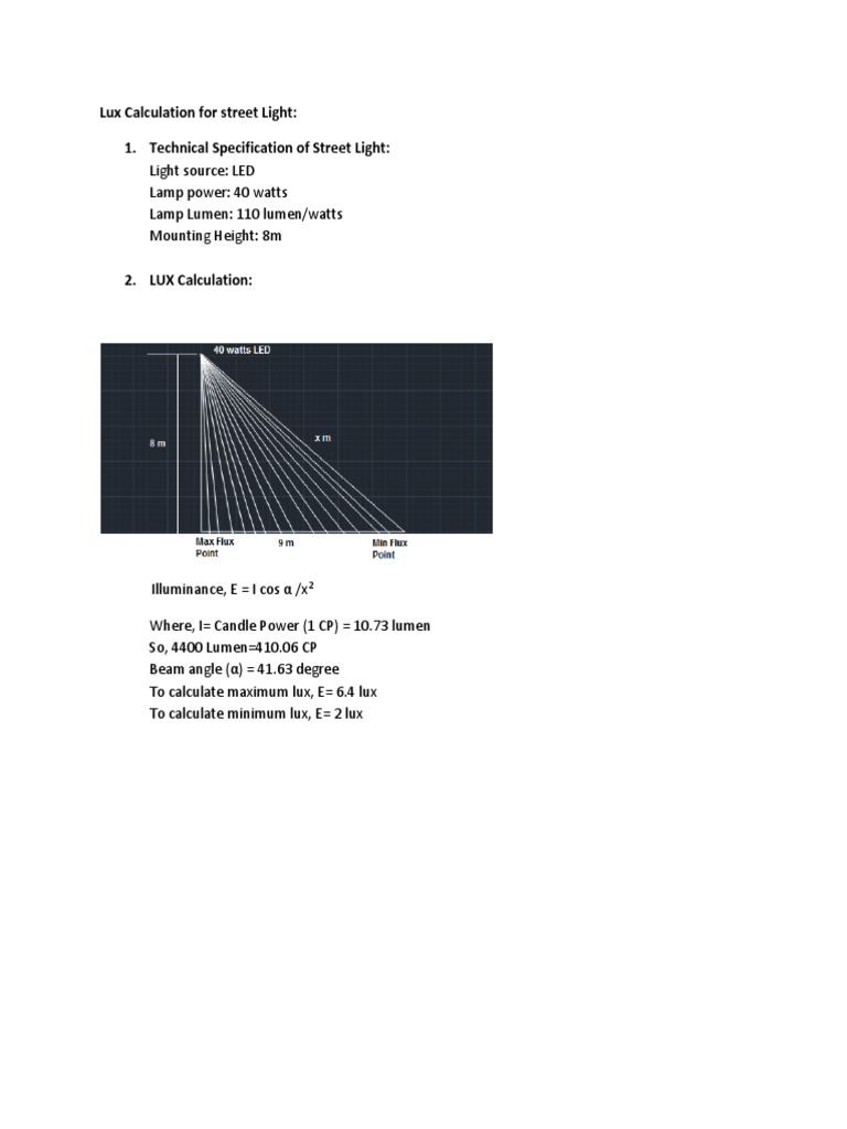 Lux Calculation For Street Light 1 Technical Specification Of Street