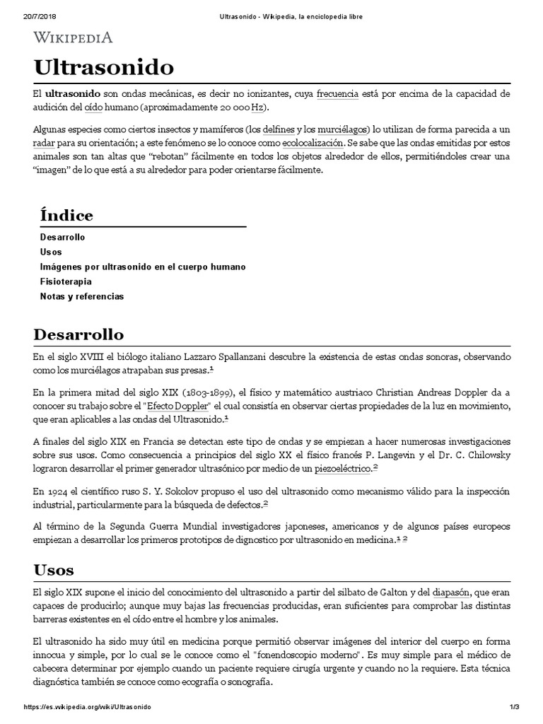Ultrasonido - Wikipedia, La Enciclopedia Libre | PDF | Ultrasonido | Olas