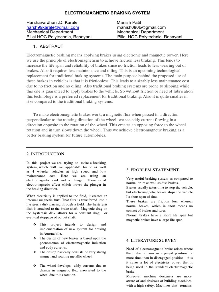 Electromagnetic Braking System Overview | PDF | Brake | Machines