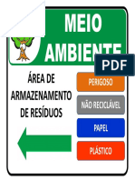 Placa de Sinalização Ambiental - Área de Armazenamento de Resíduos