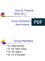 Introduction To Finance (FIN-201) : Group Presentation On Ratio Analysis