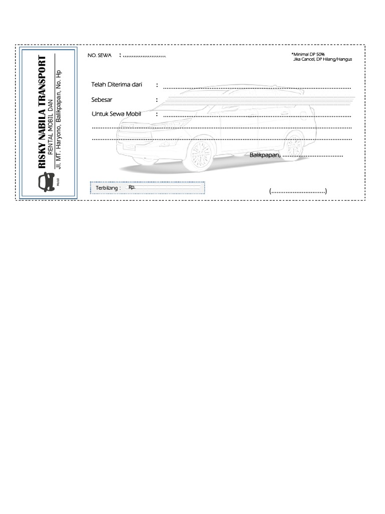 Form Rental Mobil 2 | PDF