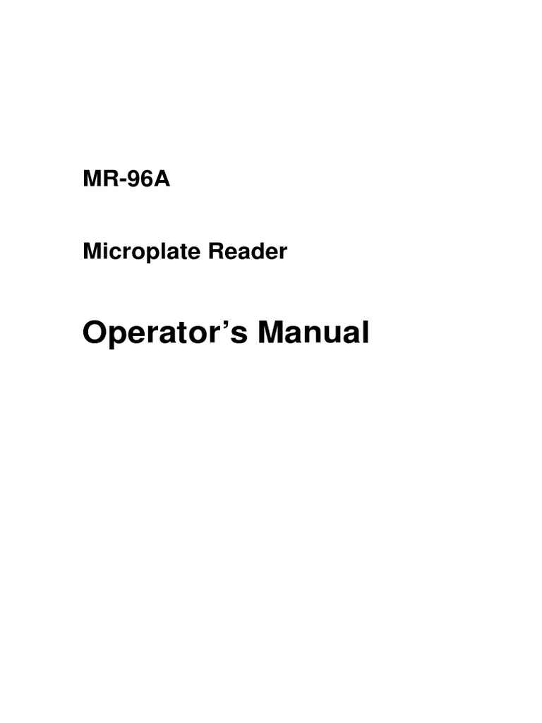 Microplate Reader Manual PDF Interference
