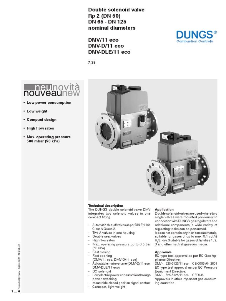 DUNGS Double Solenoid Valve Overview | PDF | Valve | Gases