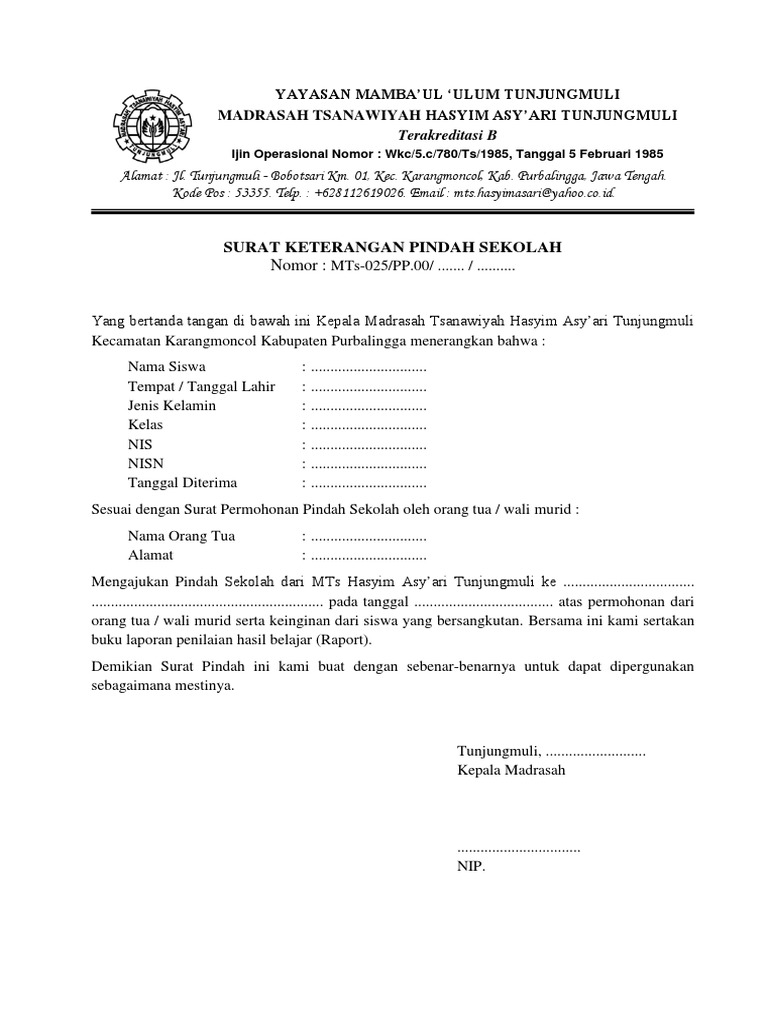 Contoh Surat Keterangan Cuti Sekolah