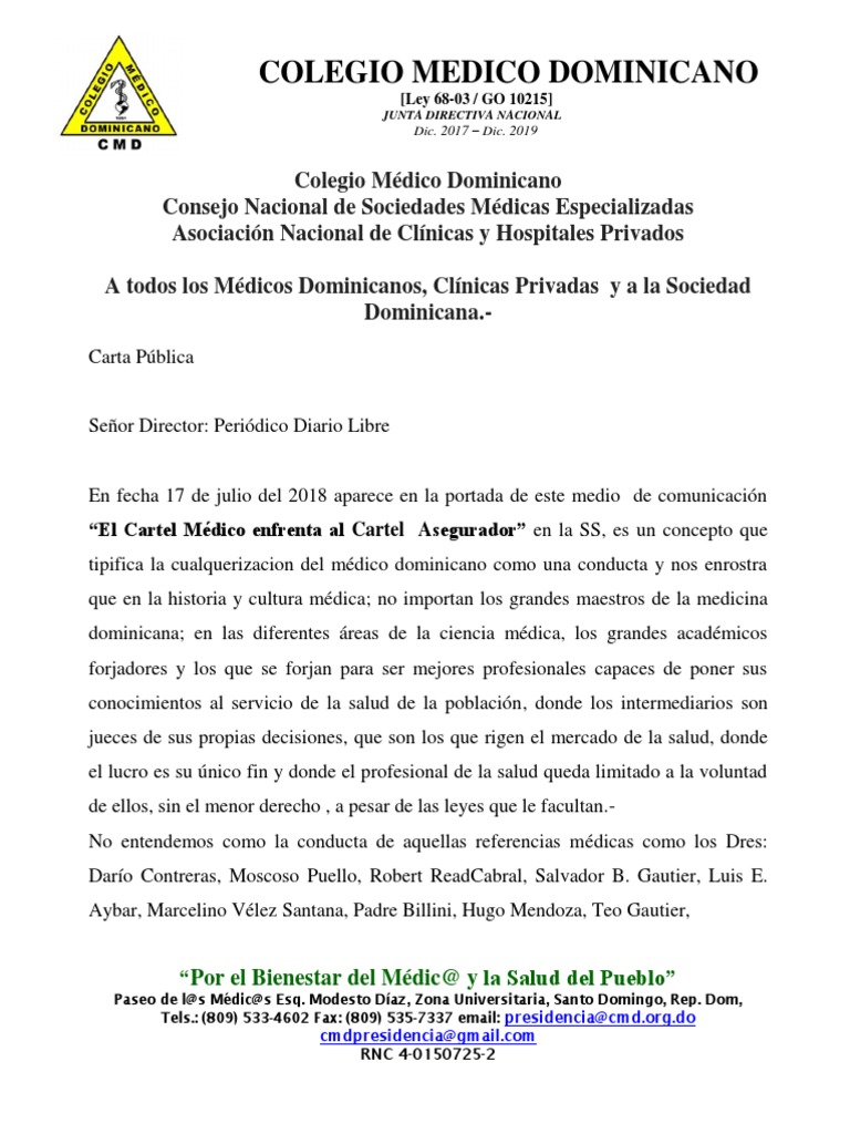 Carta Pública | PDF | República Dominicana | Medicina
