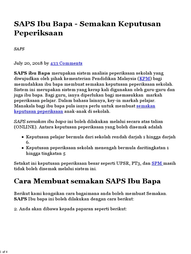SAPS Ibu Bapa - Semakan Keputusan Peperiksaan  PDF