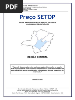 Tabela de preços SETOP 2007 região Central