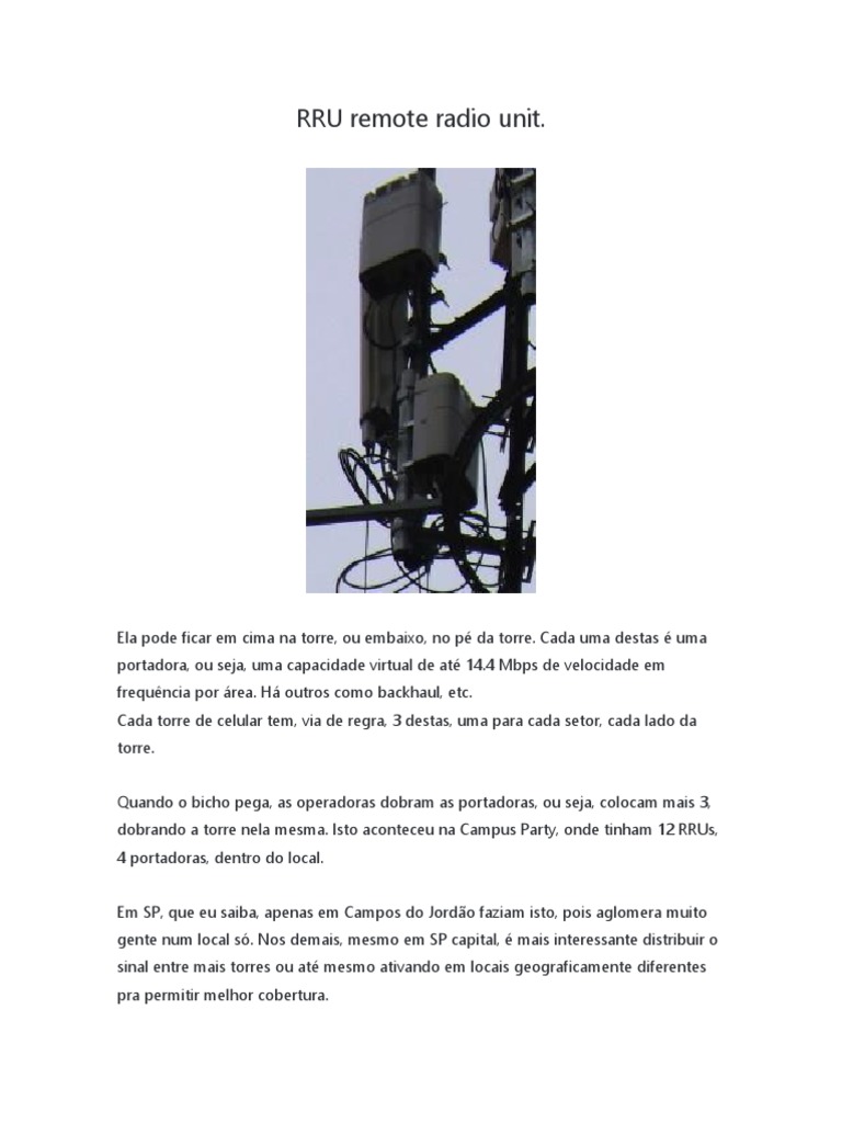 RRU Remote Radio Unit | PDF | Celulares | iPhone
