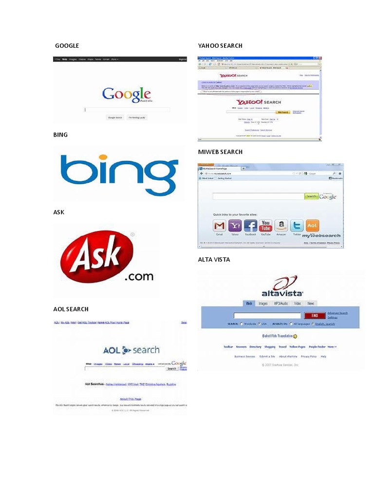 Major Search Engines Overview | PDF