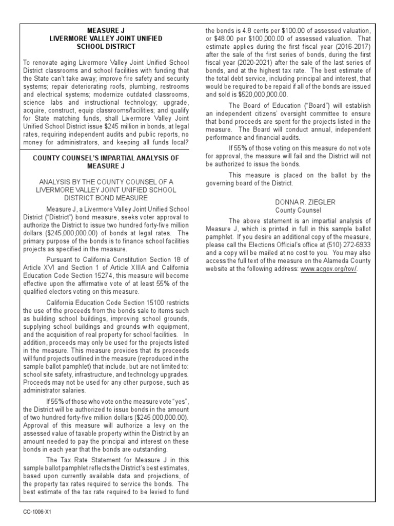 Measure J Wording PDF Valuation (Finance) Bonds (Finance)