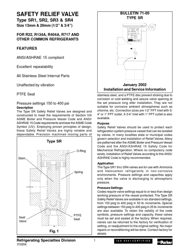 Valvula de Aire Sr1 | PDF | Valve | Boiler