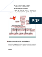 Departamentalización por funciones y productos