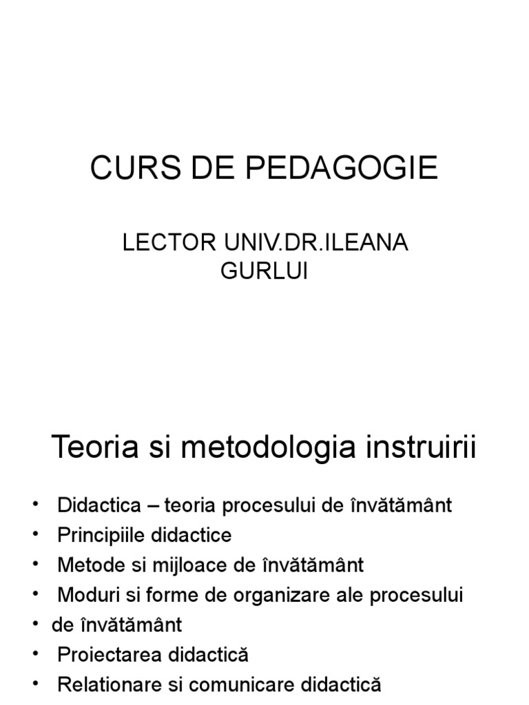 Curs De Pedagogie