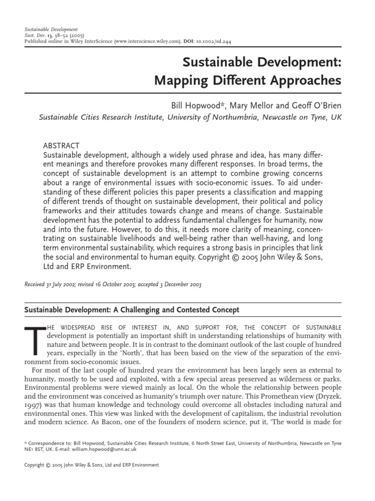 Sustainable Development: Mapping Different Approaches | PDF ...
