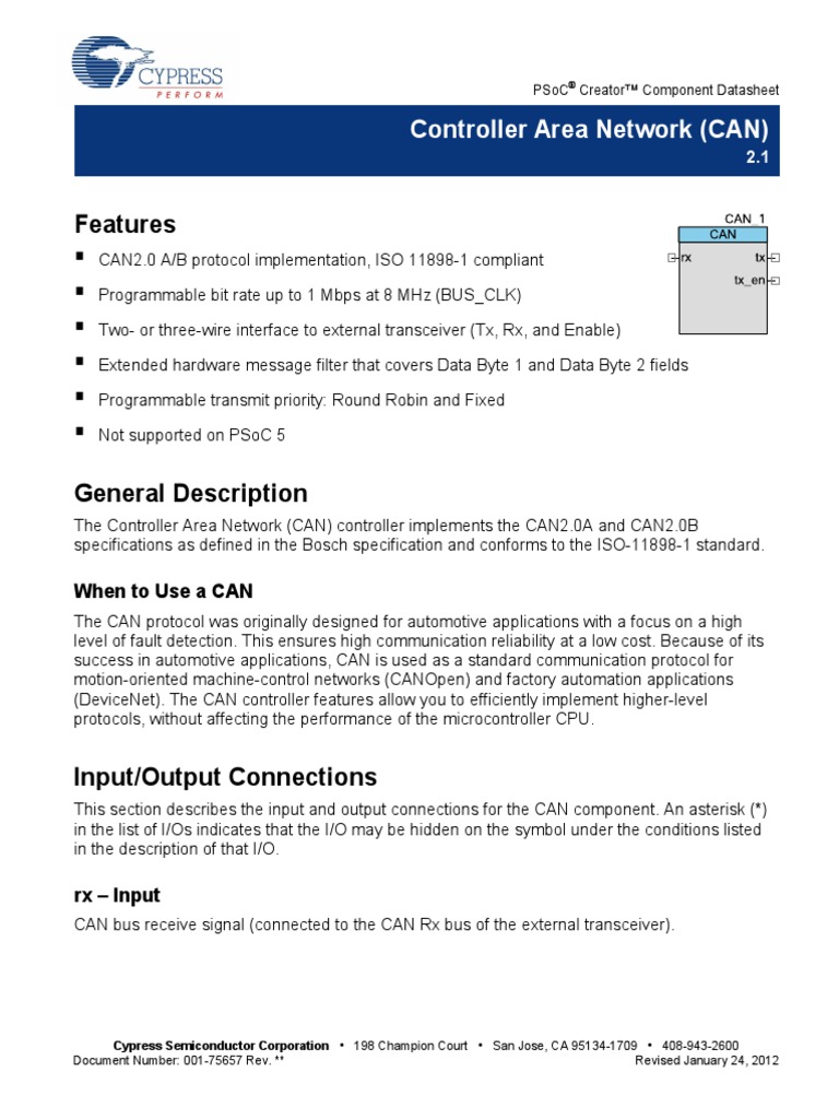 Features: Controller Area Network (CAN) | PDF | Computer Programming ...