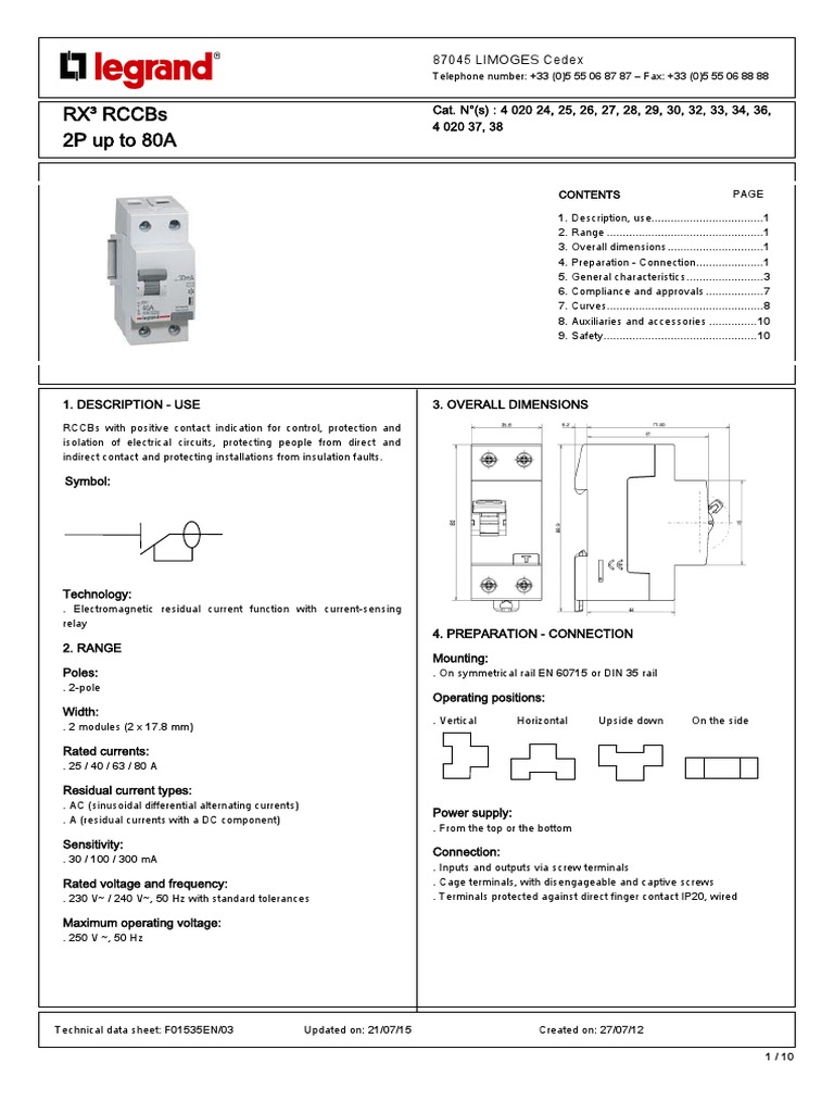 Legrand RX³ RCCB Technical Overview | PDF | Fuse (Electrical ...