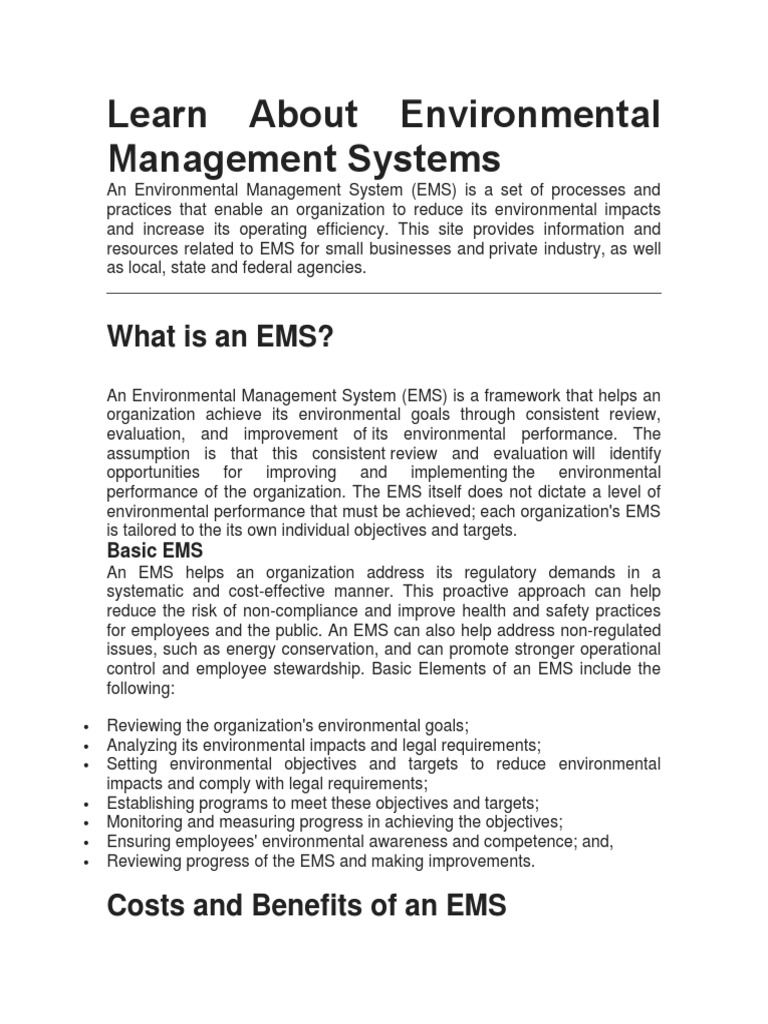 Understanding Environmental Management Systems | PDF | Environmental ...