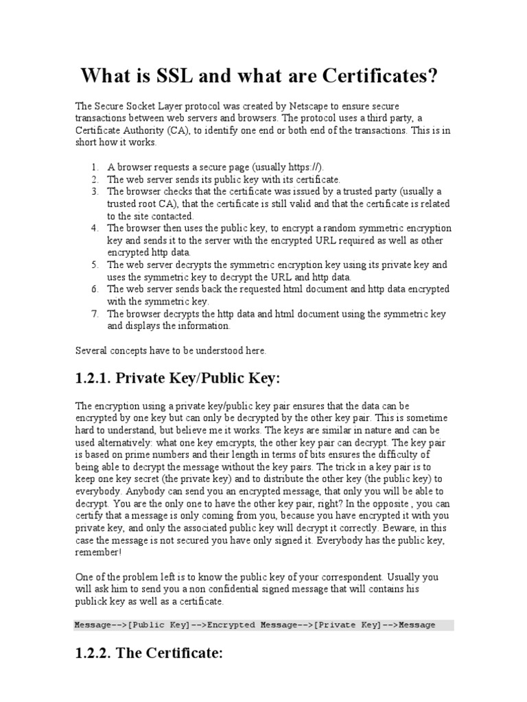 Understanding SSL and Certificates | PDF | Public Key Cryptography ...